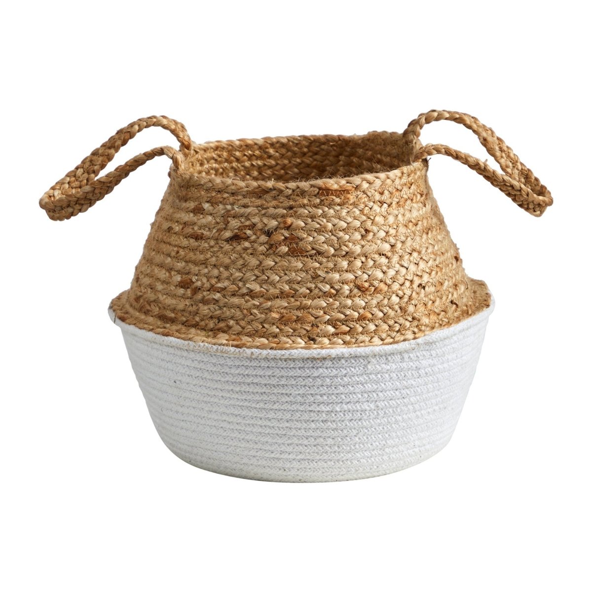 14-in Boho Chic Handmade Cotton & Jute White Woven Planter