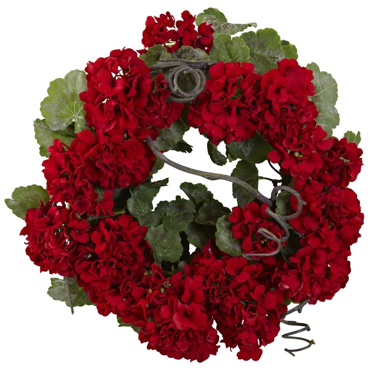 17-in Artificial Geranium Wreath | Bold Floral Door Décor
