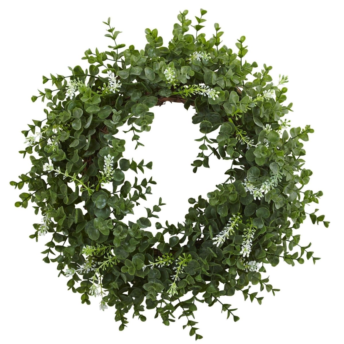 18-in Eucalyptus Double Ring Wreath W/Twig Base