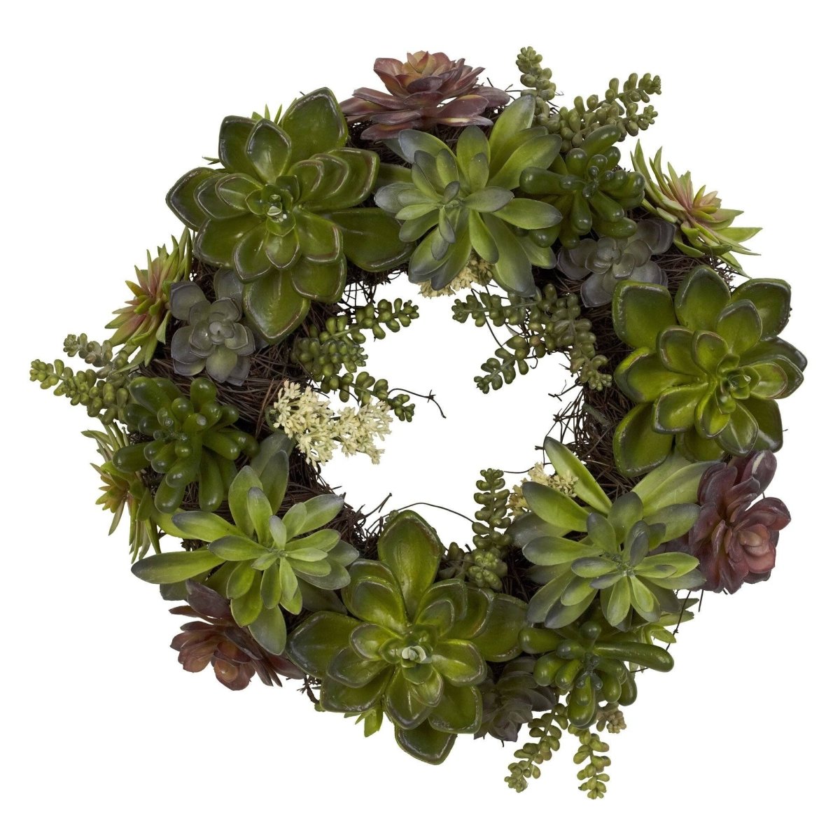 20-in Succulent Wreath | Timeless Elegance With Magnolia Blooms