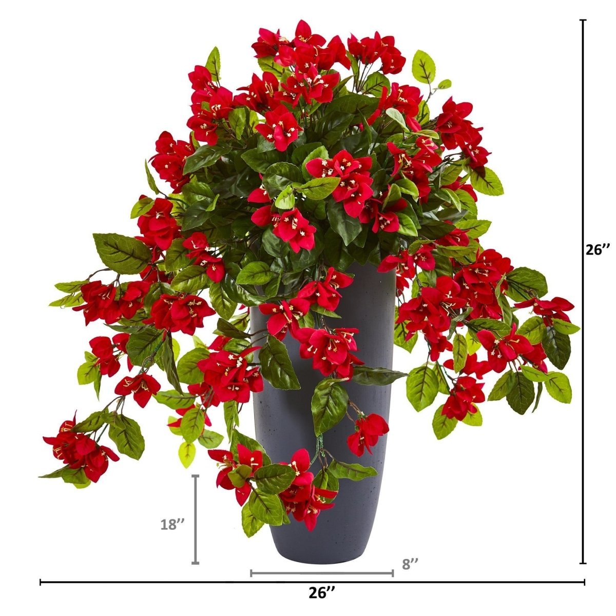 26-in Bougainvillea Artificial Plant In Planter | UV Resistant Decor
