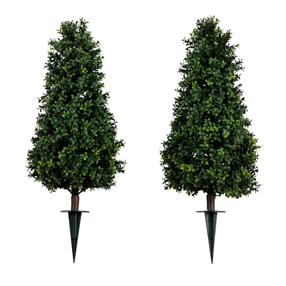 3-ft UV-Resistant Artificial Boxwood Topiary With Ground Stake – Set Of 2