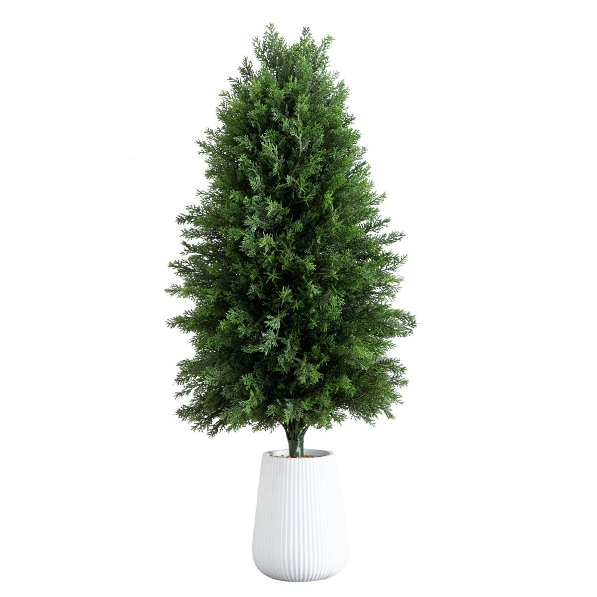 3-ft UV Resistant Artificial Cedar Tree In Decorative White Planter (Indoor/Outdoor)