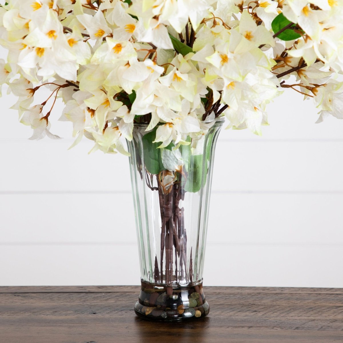 30-in Artificial Bougainvillea Arrangement In Glass Vase