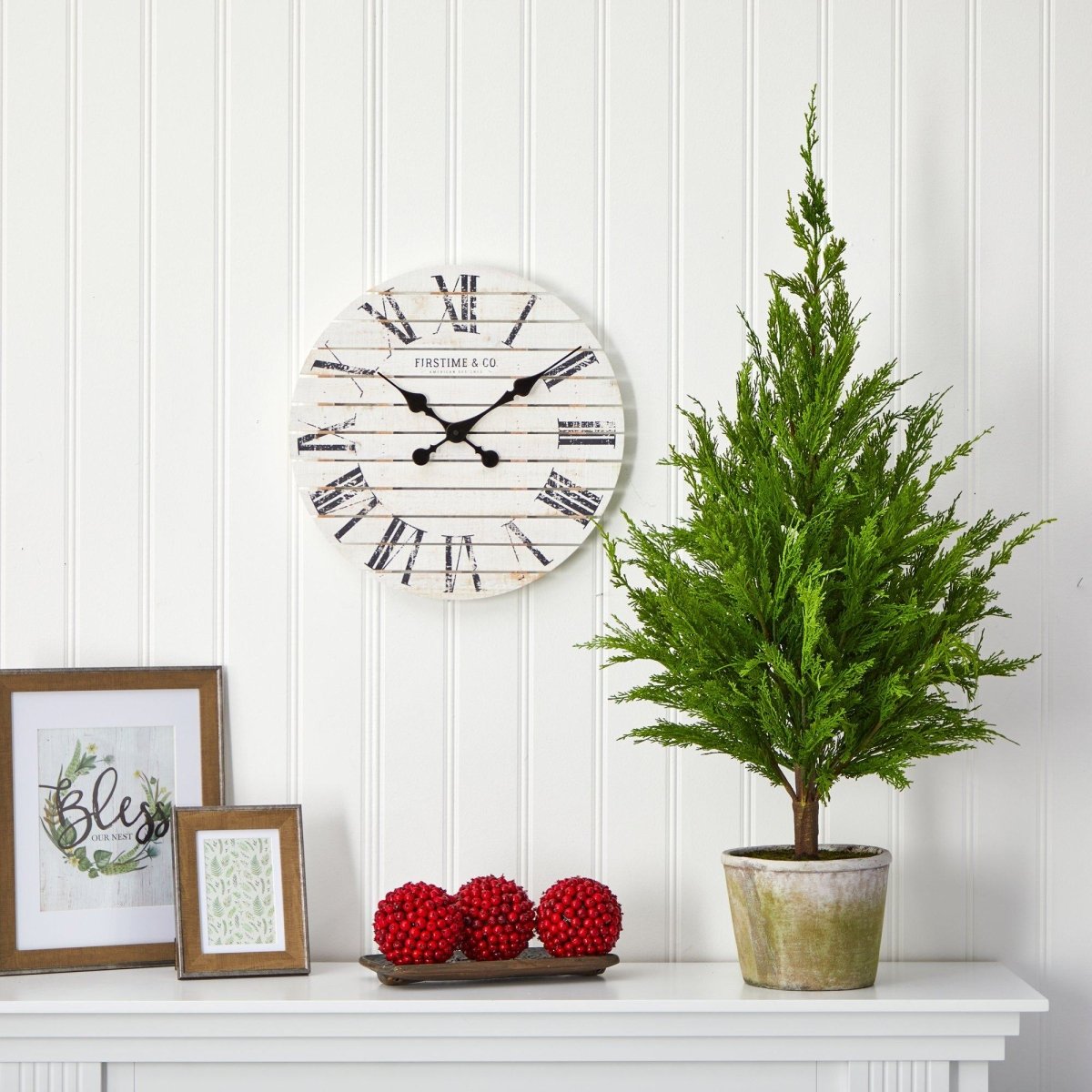 3.5-ft Cedar Pine Artificial Christmas Tree With Decorative Planter