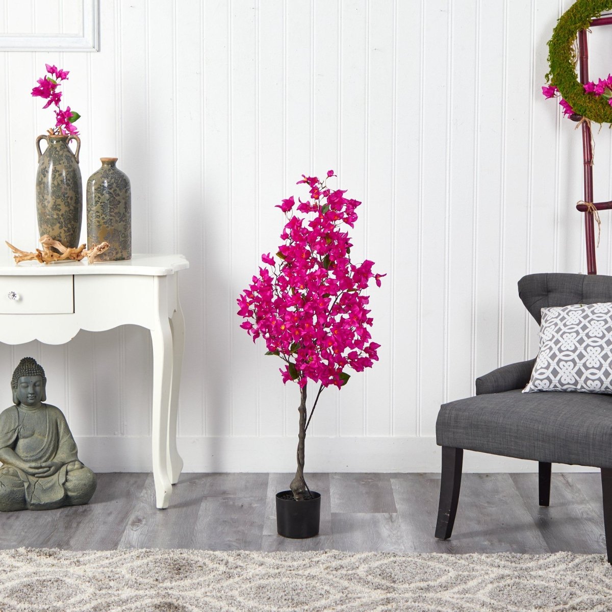 4-ft Bougainvillea Artificial Tree | Vibrant & Lifelike Floral Décor