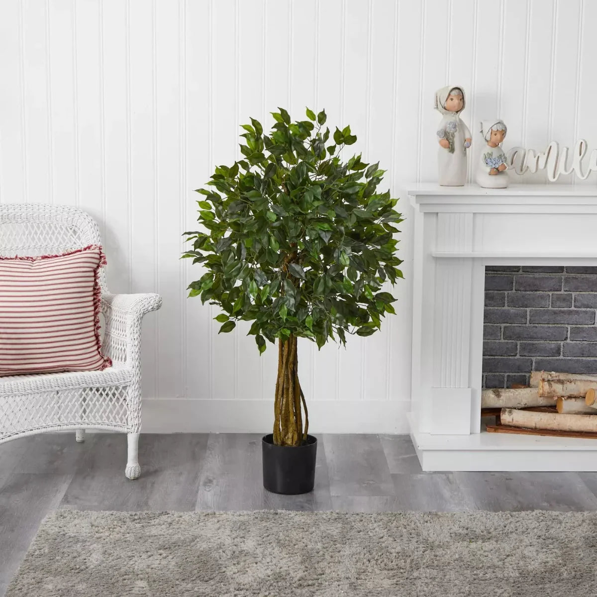 4-ft Faux Ficus Tree – UV-Resistant Indoor/Outdoor Décor