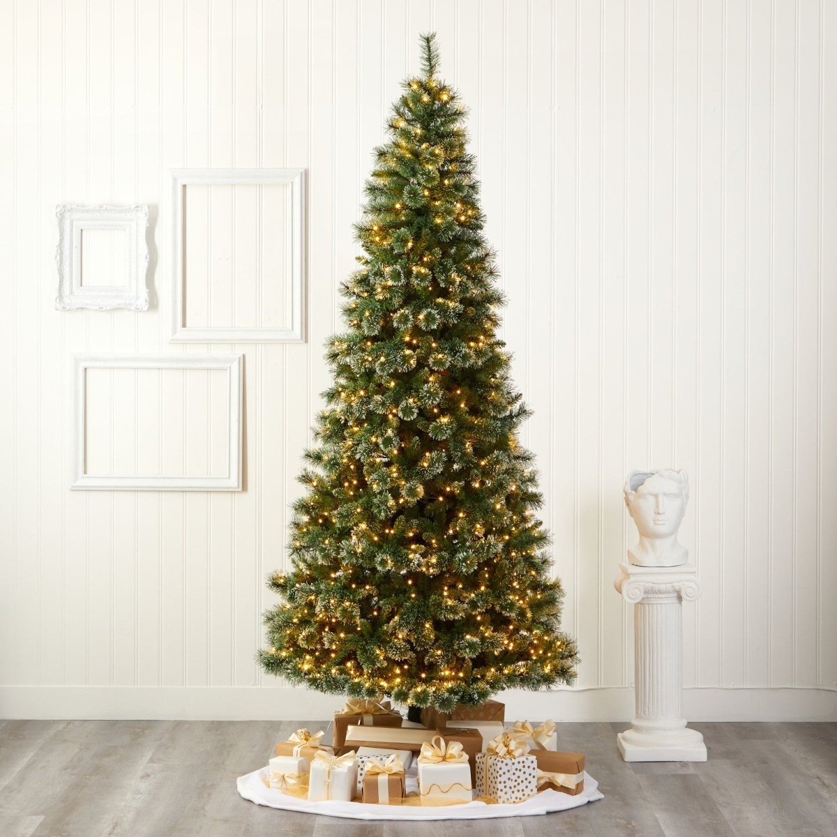 9-ft Slim Snow Tip Pine Tree – A Tall, Festive Elegance For Any Space