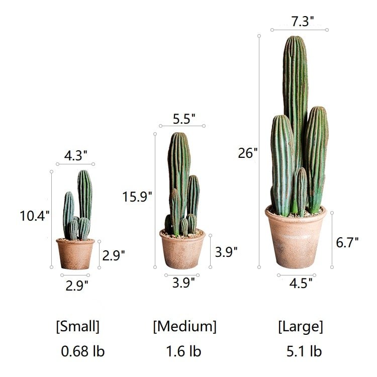 Artificial Cactus In Brown Pot – Realistic Faux Plant (3 Sizes)