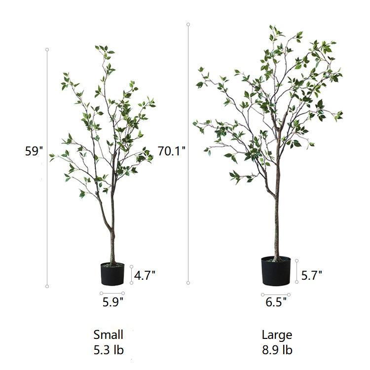 Green Leaf Faux Tree In Pot – 5′ & 6′ Handmade Silk Plant