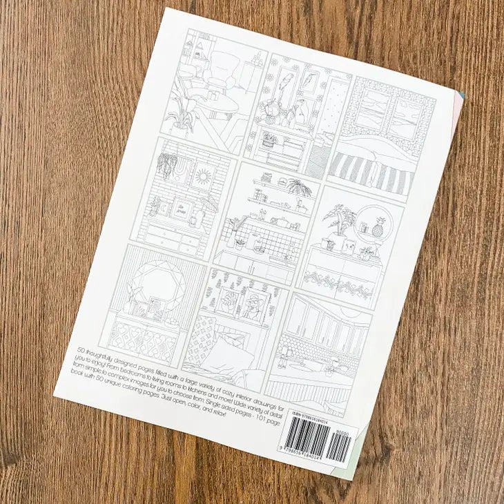 Cozy Interior Adult Coloring Book
