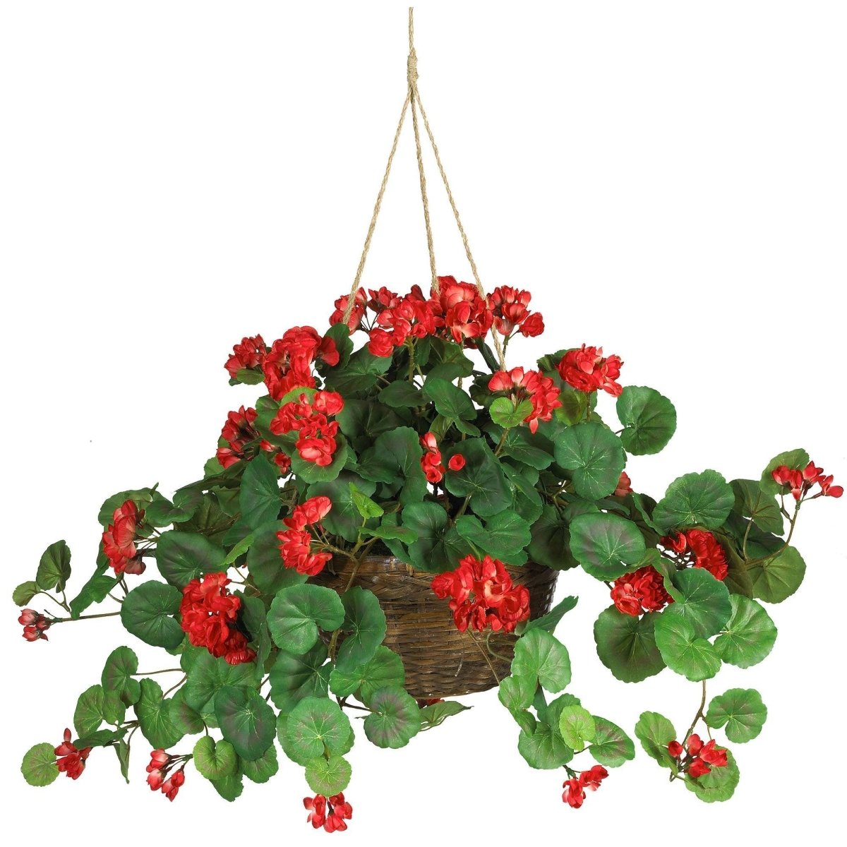 Geranium Hanging Basket – Artificial Silk Plant (Red Or Pink)