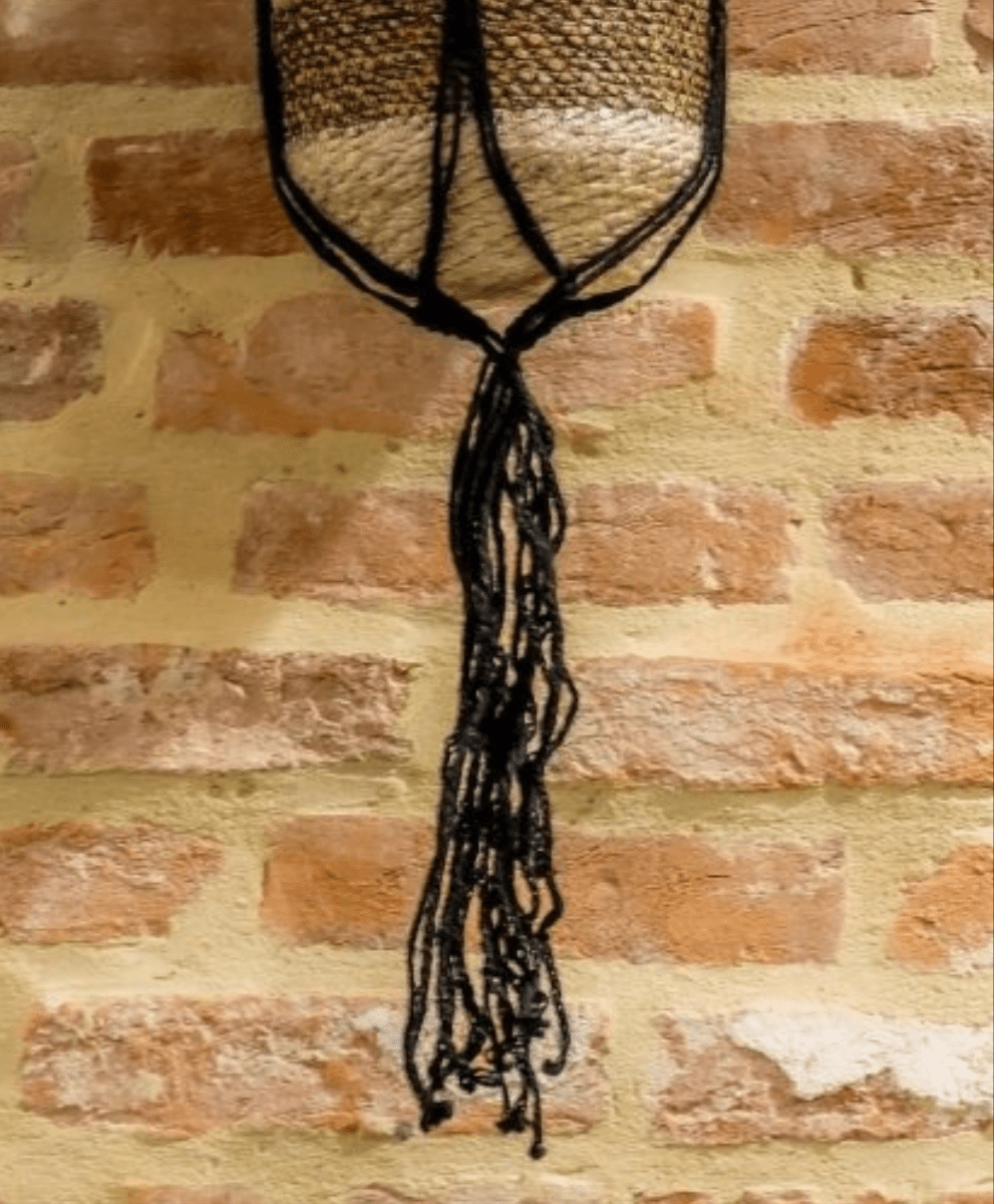 Handmade Macrame Plant Hanger – Black Cotton Rope, 45" For 5–8 Inch Pots