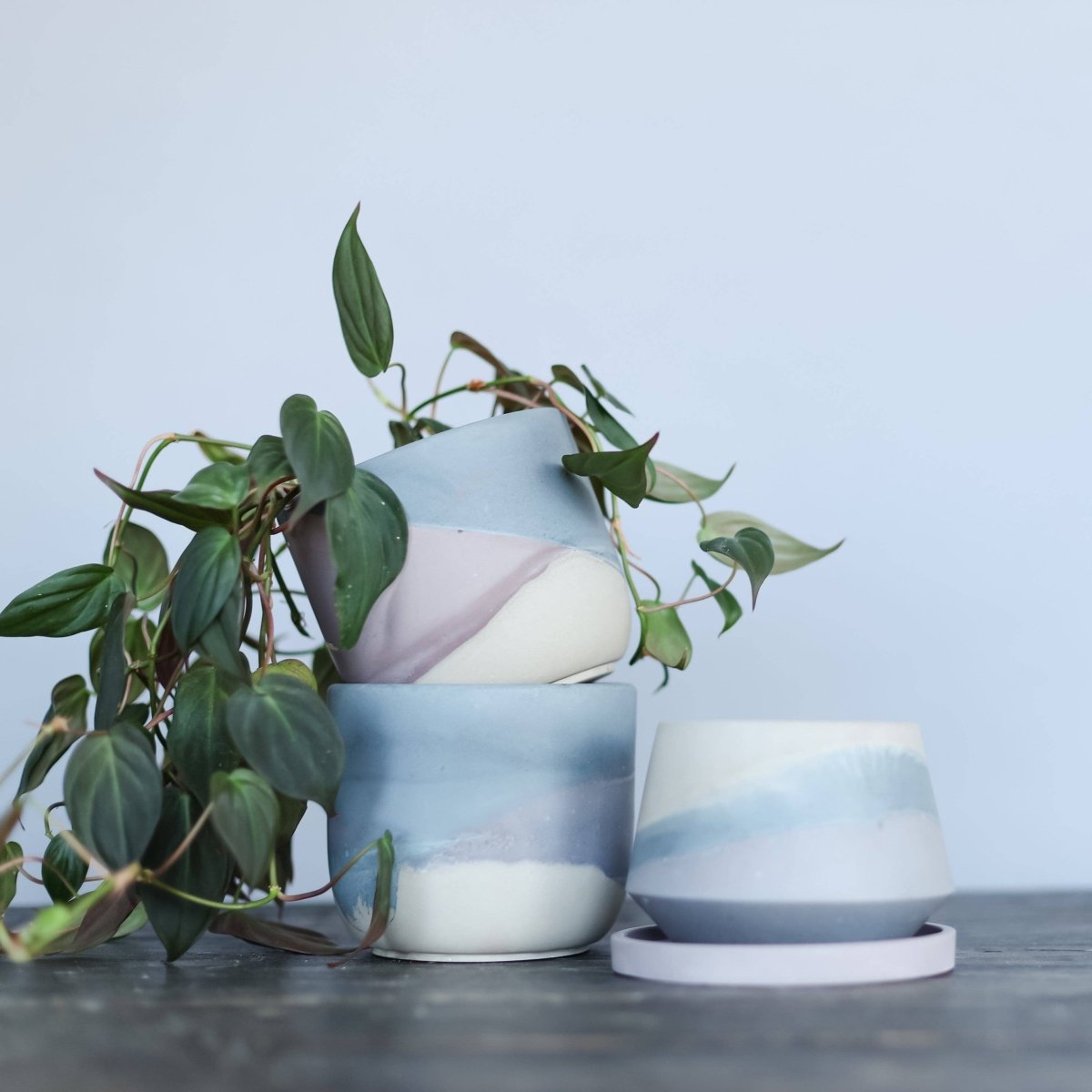 Harper Modern Concrete Planter - Midnight Blue 3 Inch
