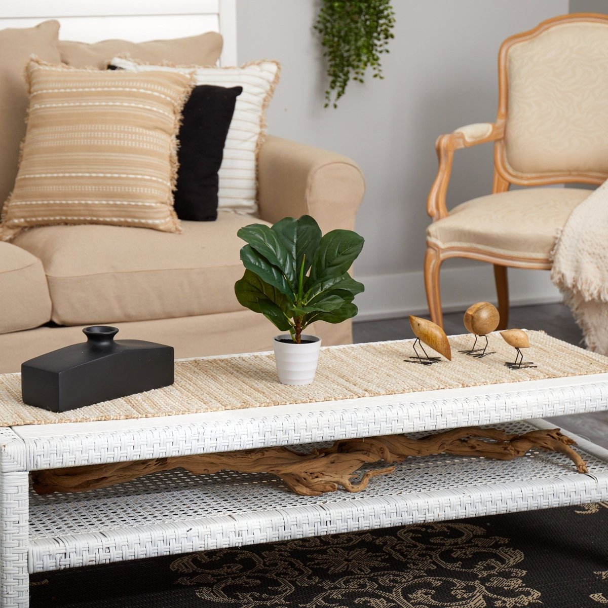 Lifelike 11-in Faux Fiddle Leaf Fig – Perfect Indoor Greenery
