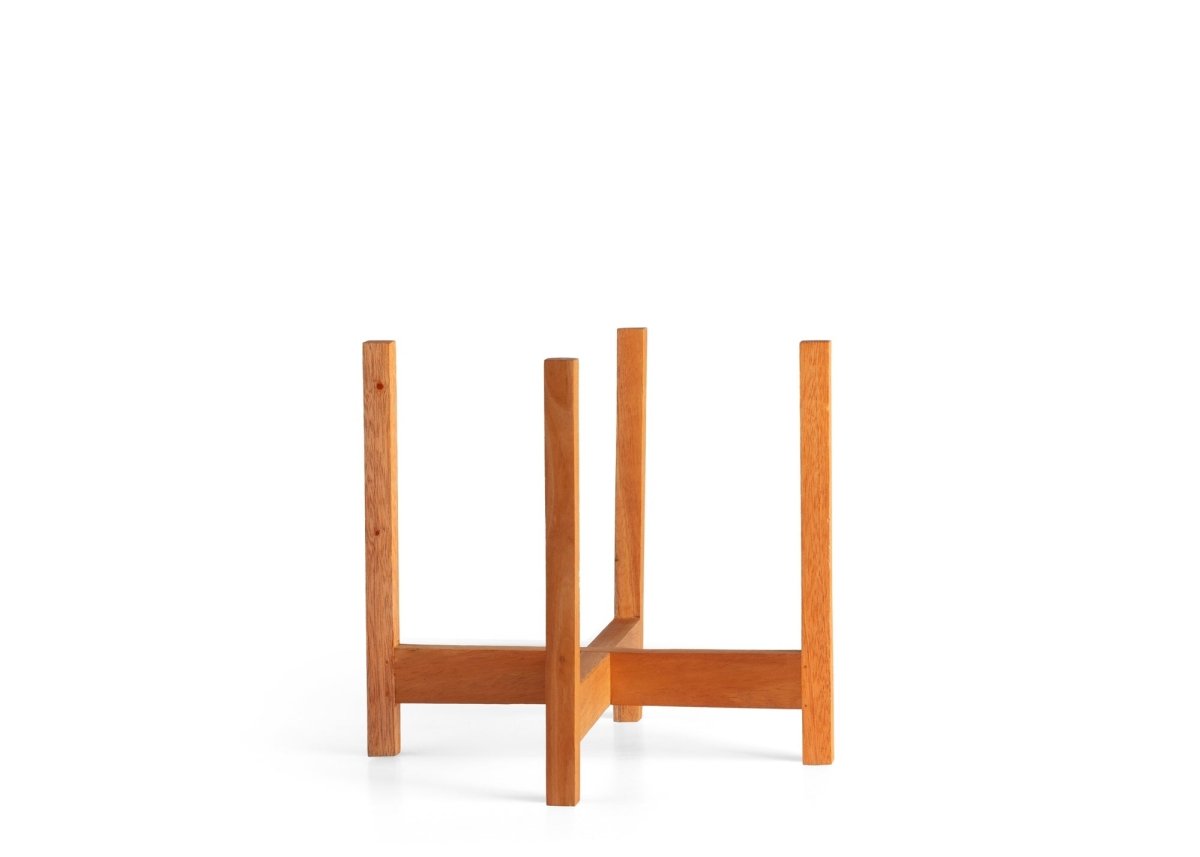 Square-Leg Mahogany Plant Stand — Adjustable Height, Indoor/Outdoor