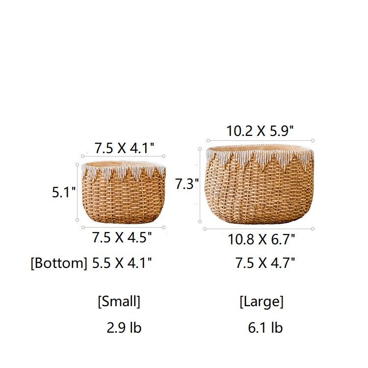 Straw Basket Cement Planter - Various Sizes