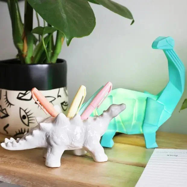 White Stegosaurus Dinosaur Planter Pot