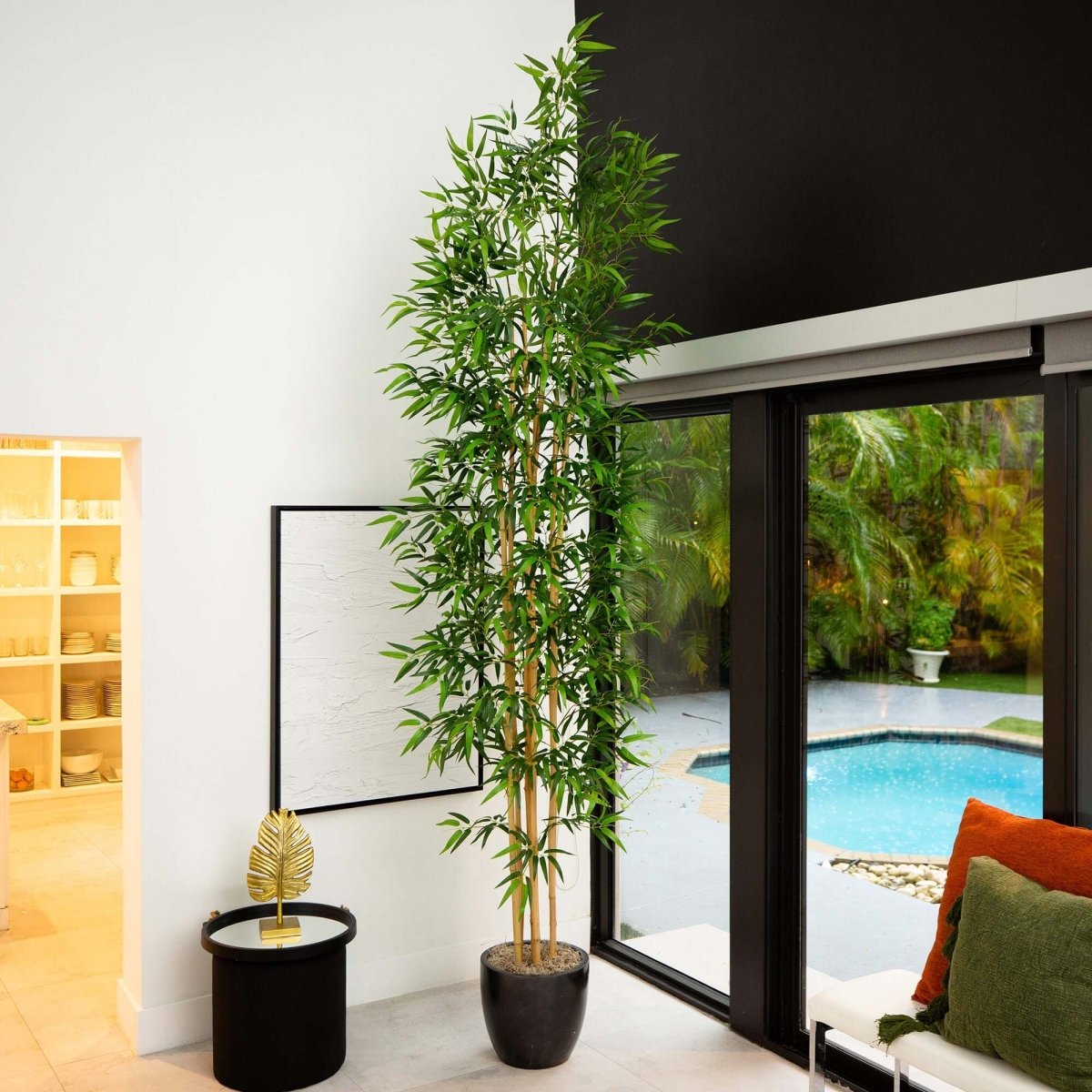  10-ft Artificial Bamboo Tree With Real Bamboo Trunks