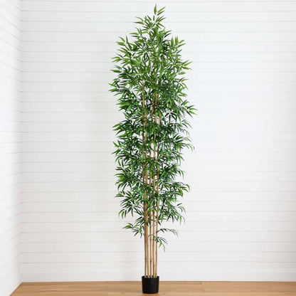  10-ft Artificial Bamboo Tree With Real Bamboo Trunks