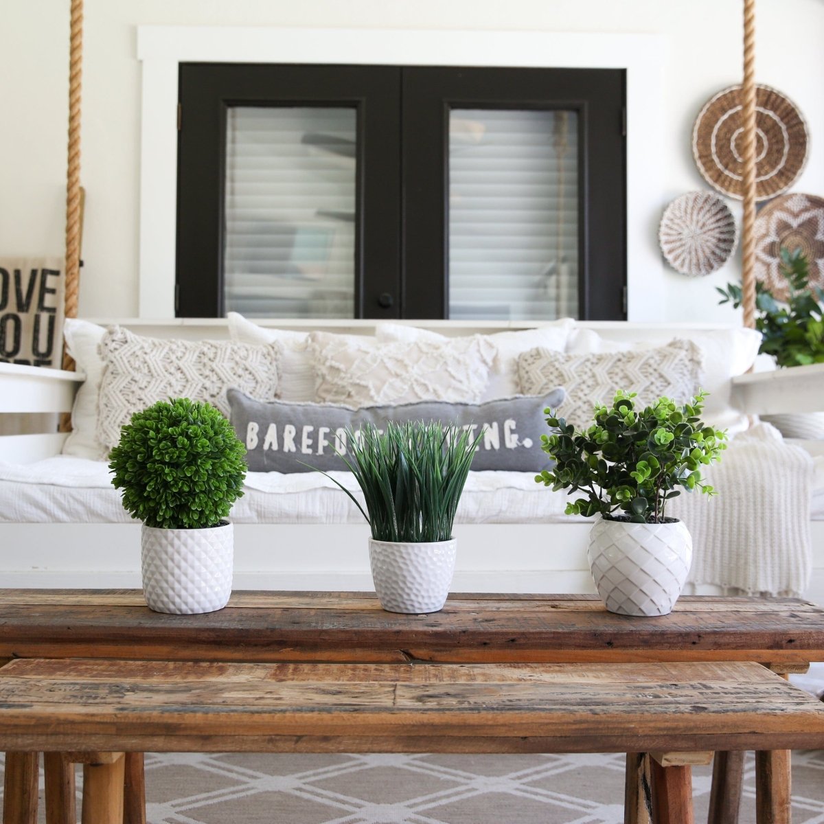  10-in Artificial Boxwood Topiary Plant With Decorative Planter