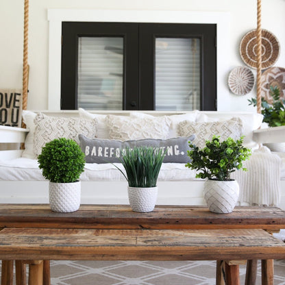  10-in Artificial Boxwood Topiary Plant With Decorative Planter