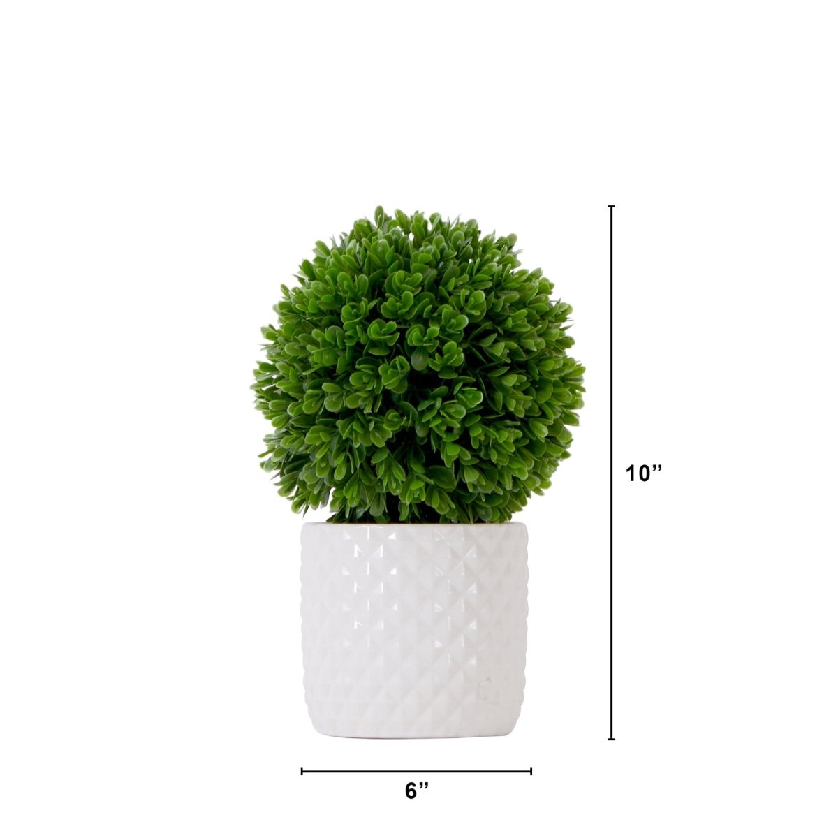  10-in Artificial Boxwood Topiary Plant With Decorative Planter