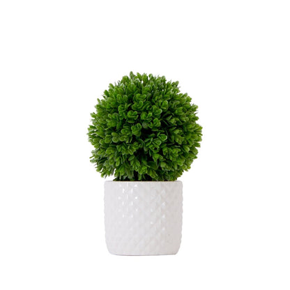  10-in Artificial Boxwood Topiary Plant With Decorative Planter