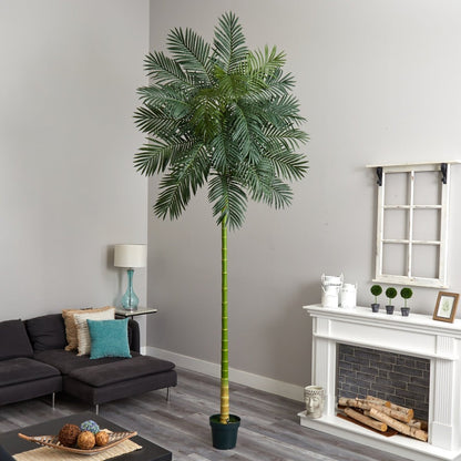 10-ft Golden Cane Artificial Palm Tree | Tall Faux Tropical Decor