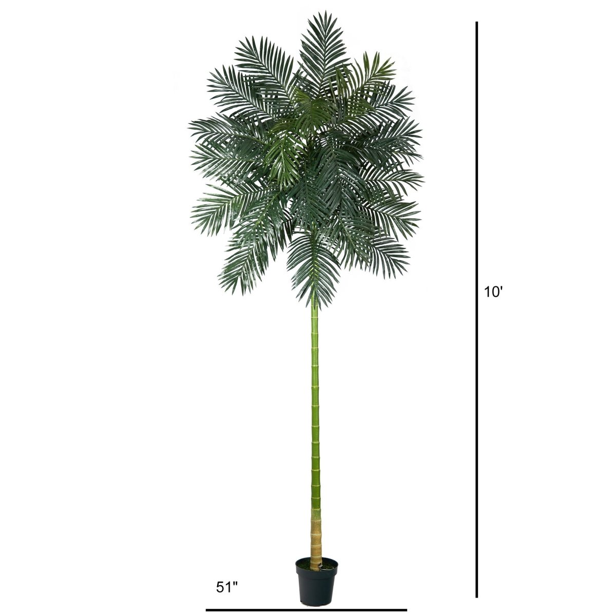  10-ft Golden Cane Artificial Palm Tree | Tall Faux Tropical Decor