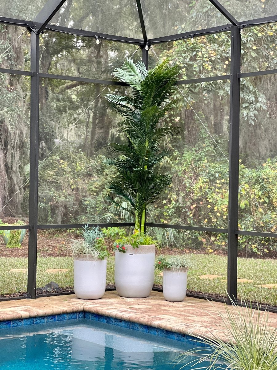  10-ft Triple Stalk Golden Cane Artificial Palm Tree