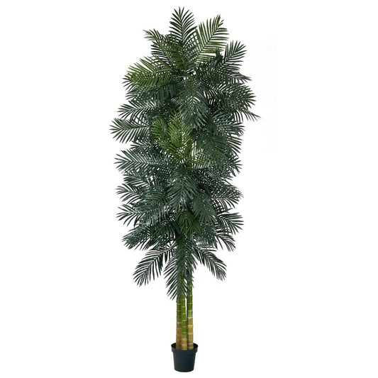  10-ft Triple Stalk Golden Cane Artificial Palm Tree