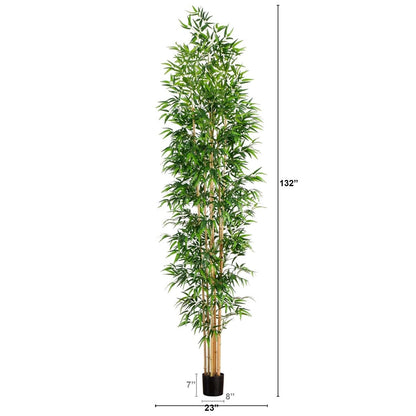  11-ft Artificial Bamboo Tree With Real Bamboo Trunks