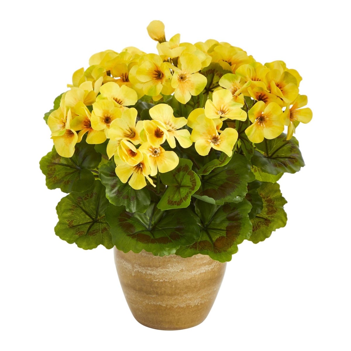  11-in Hardy Geranium Artificial Plant In Ceramic Pot – UV-Resistant Indoor/Outdoor Decor
