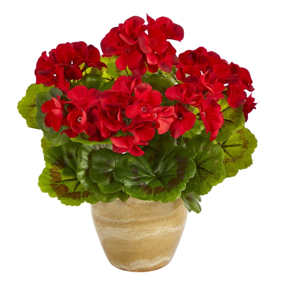  11-in Hardy Geranium Artificial Plant In Ceramic Pot – UV-Resistant Indoor/Outdoor Decor