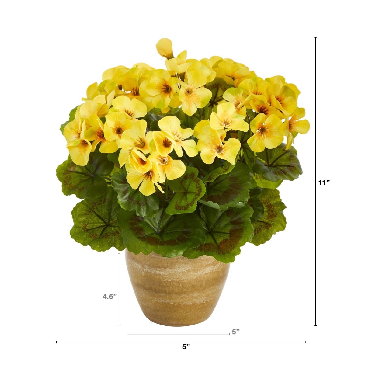  11-in Hardy Geranium Artificial Plant In Ceramic Pot – UV-Resistant Indoor/Outdoor Decor