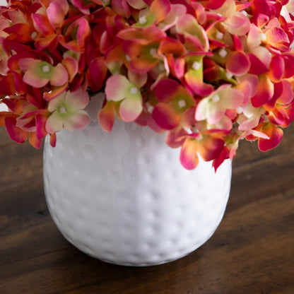  11-in Artificial Hydrangea Arrangement In White Metal Vase