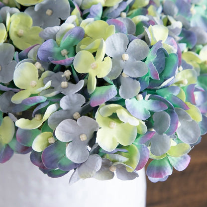  11-in Artificial Hydrangea Arrangement In White Metal Vase