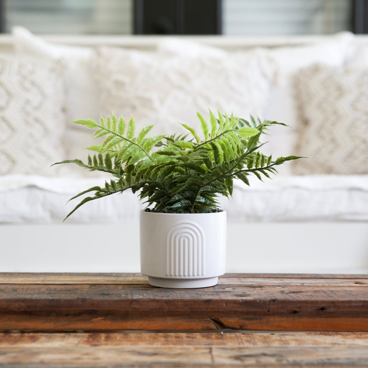 13-in Artificial Boston Fern Plant With Decorative Planter