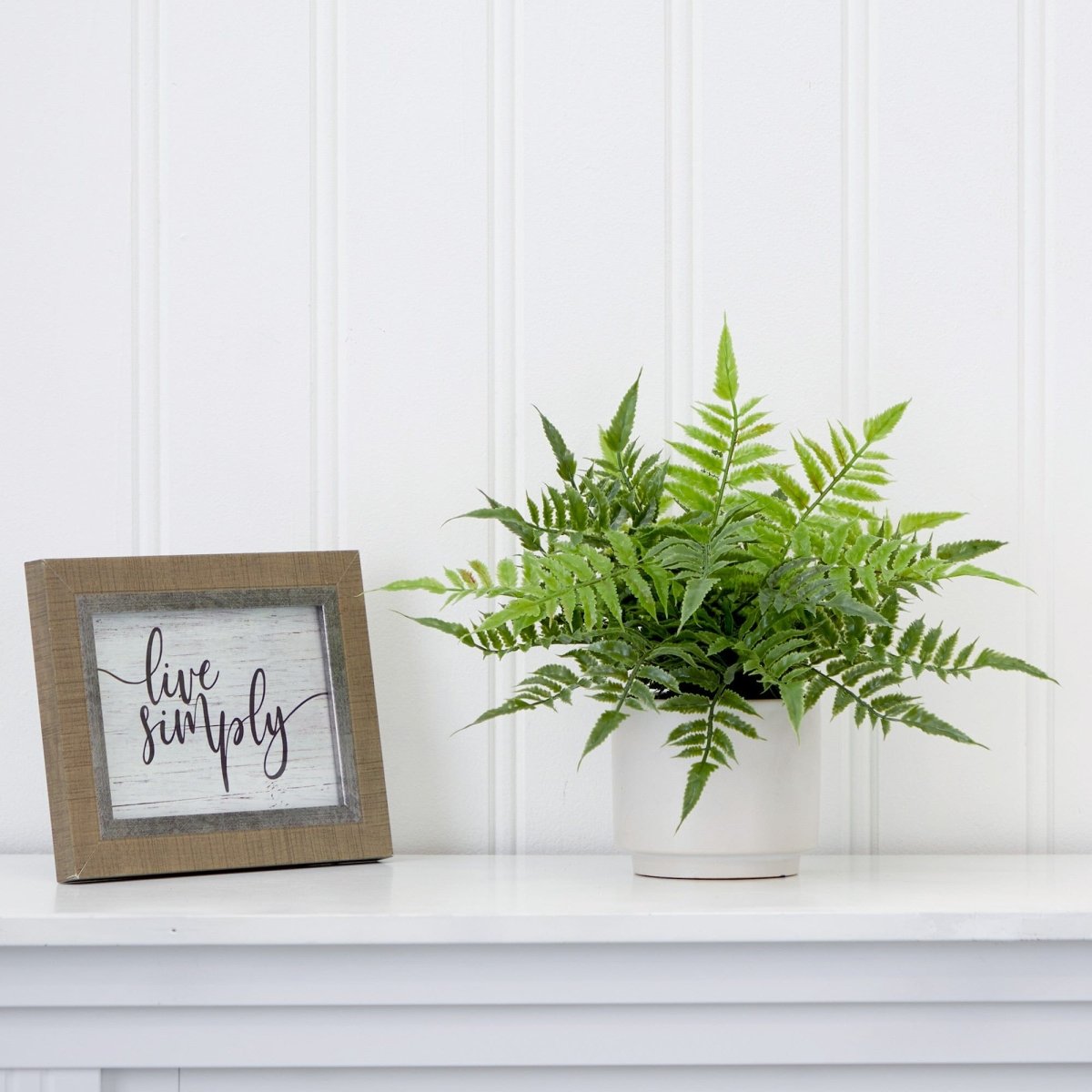  13-in Artificial Boston Fern Plant With Decorative Planter