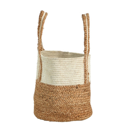  14-in Boho Chic Basket Natural Cotton And Jute With Handles