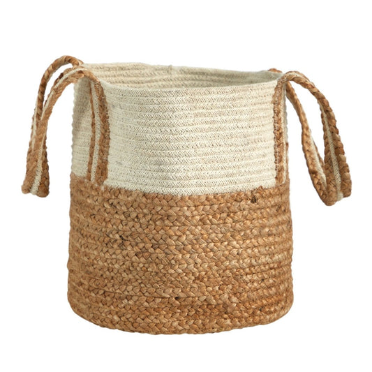  14-in Boho Chic Basket Natural Cotton And Jute With Handles