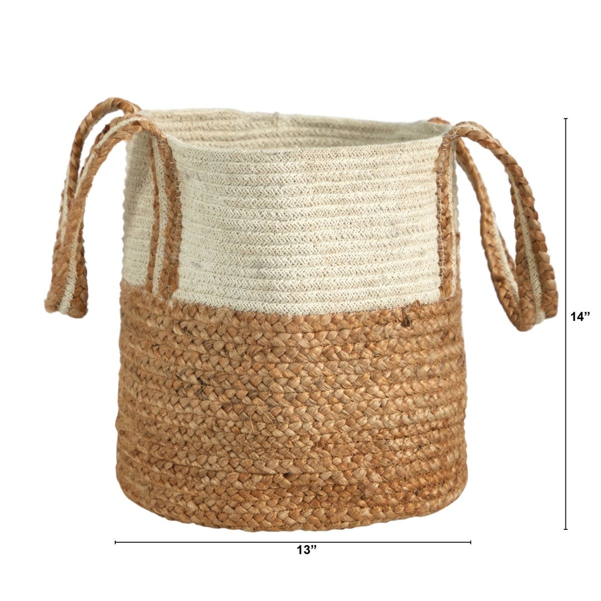  14-in Boho Chic Basket Natural Cotton And Jute With Handles