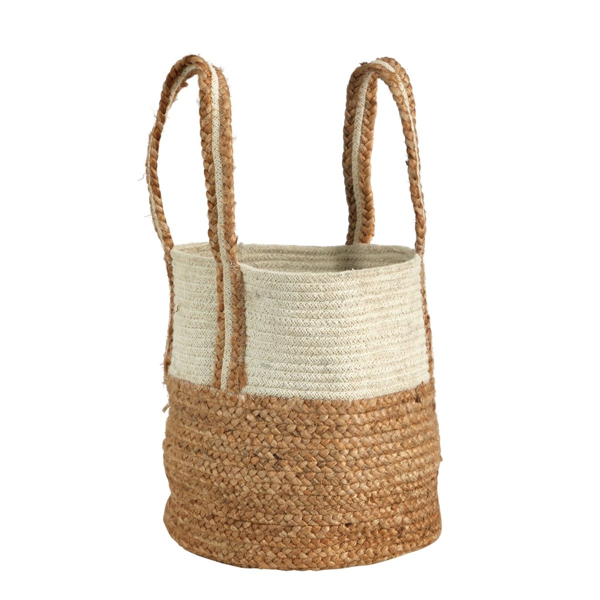  14-in Boho Chic Basket Natural Cotton And Jute With Handles