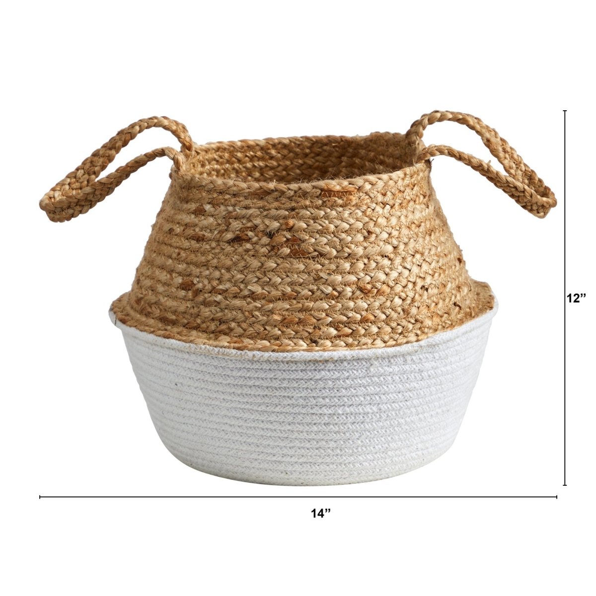  14-in Boho Chic Handmade Cotton & Jute White Woven Planter