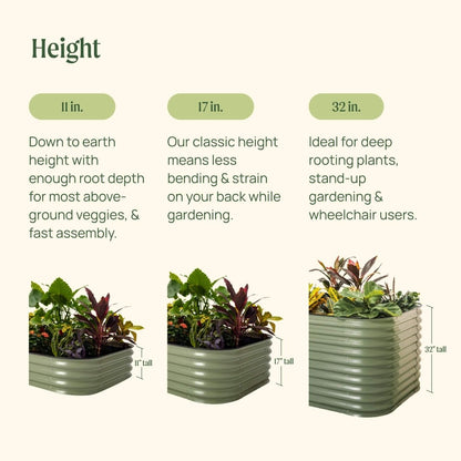  17" Tall 10 In 1 Jumbo Modular Metal Raised Garden Bed Kit