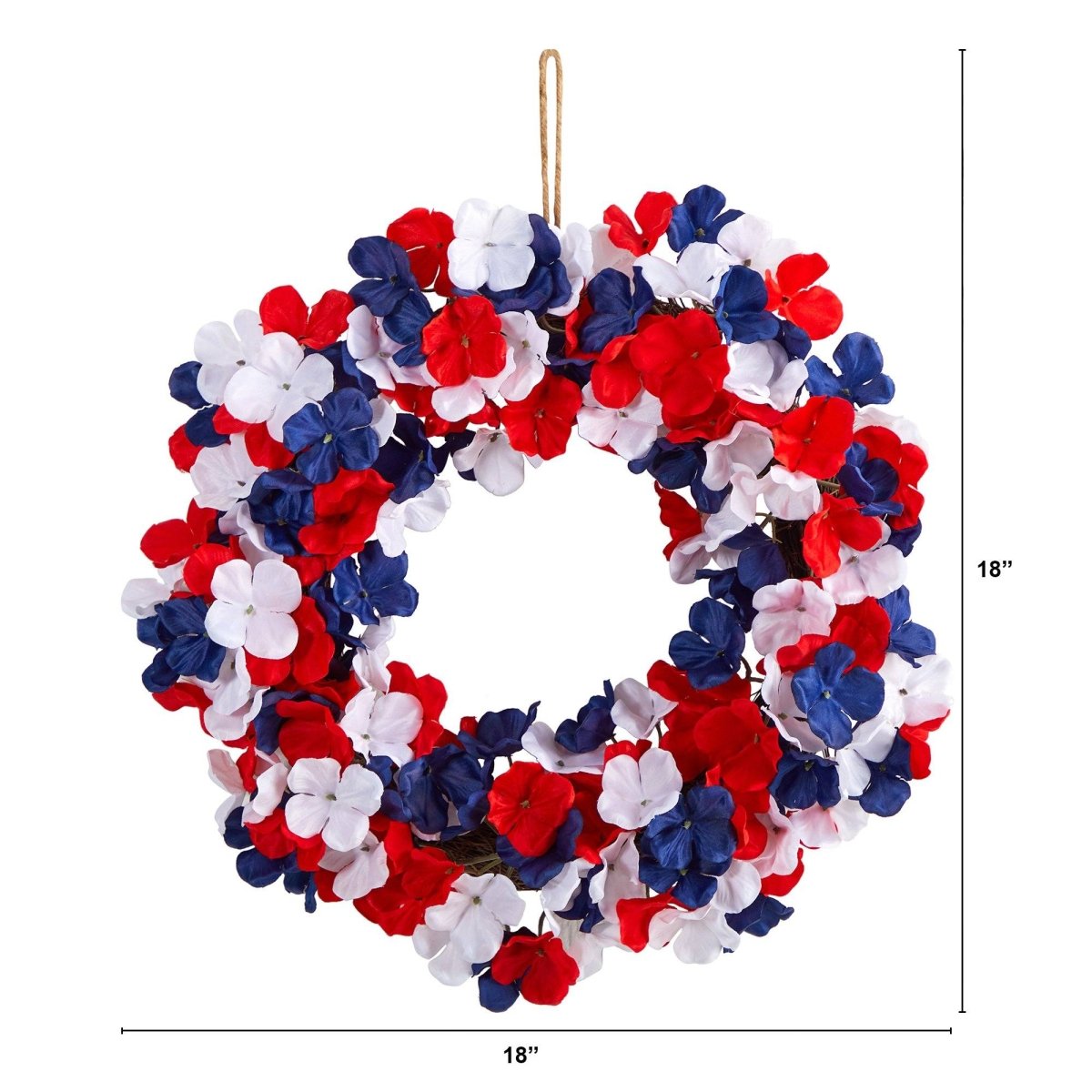  18-in Americana Patriotic Hydrangea Artificial Wreath Red White And Blue