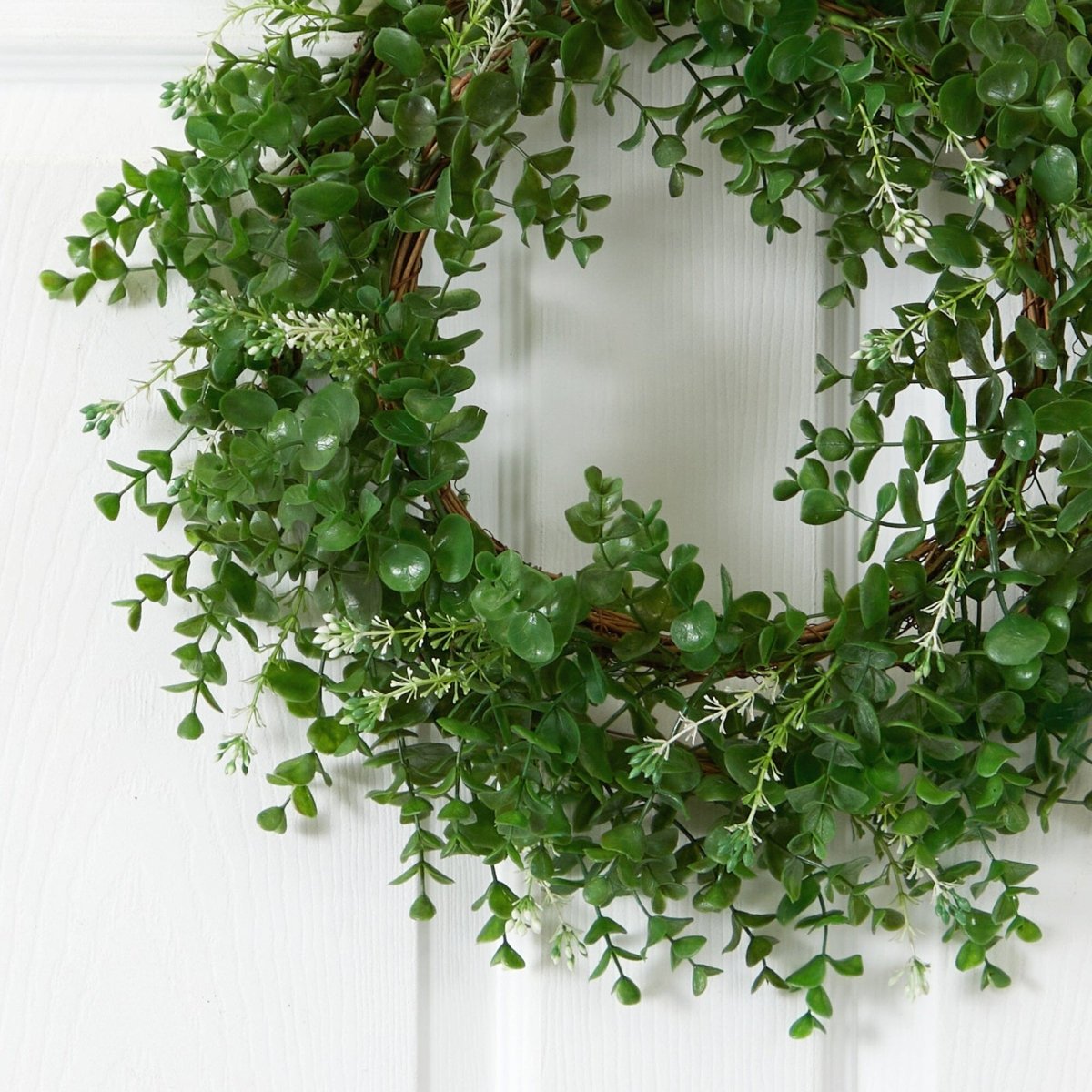  18-in Eucalyptus Double Ring Wreath W/Twig Base