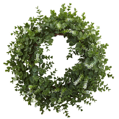  18-in Eucalyptus Double Ring Wreath W/Twig Base