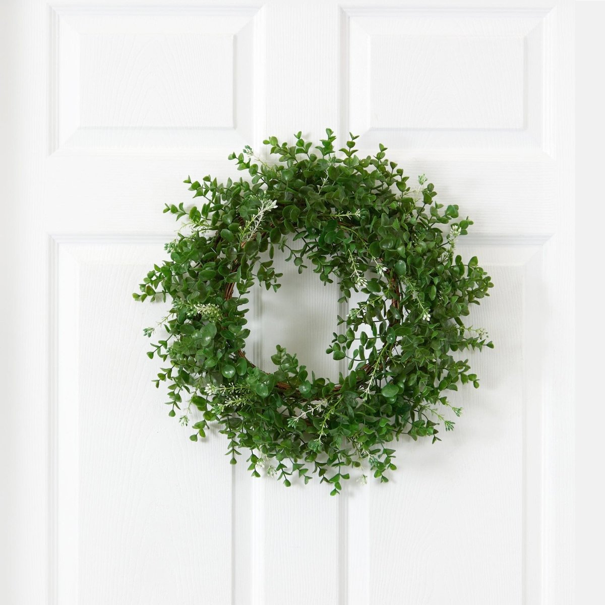  18-in Eucalyptus Double Ring Wreath W/Twig Base